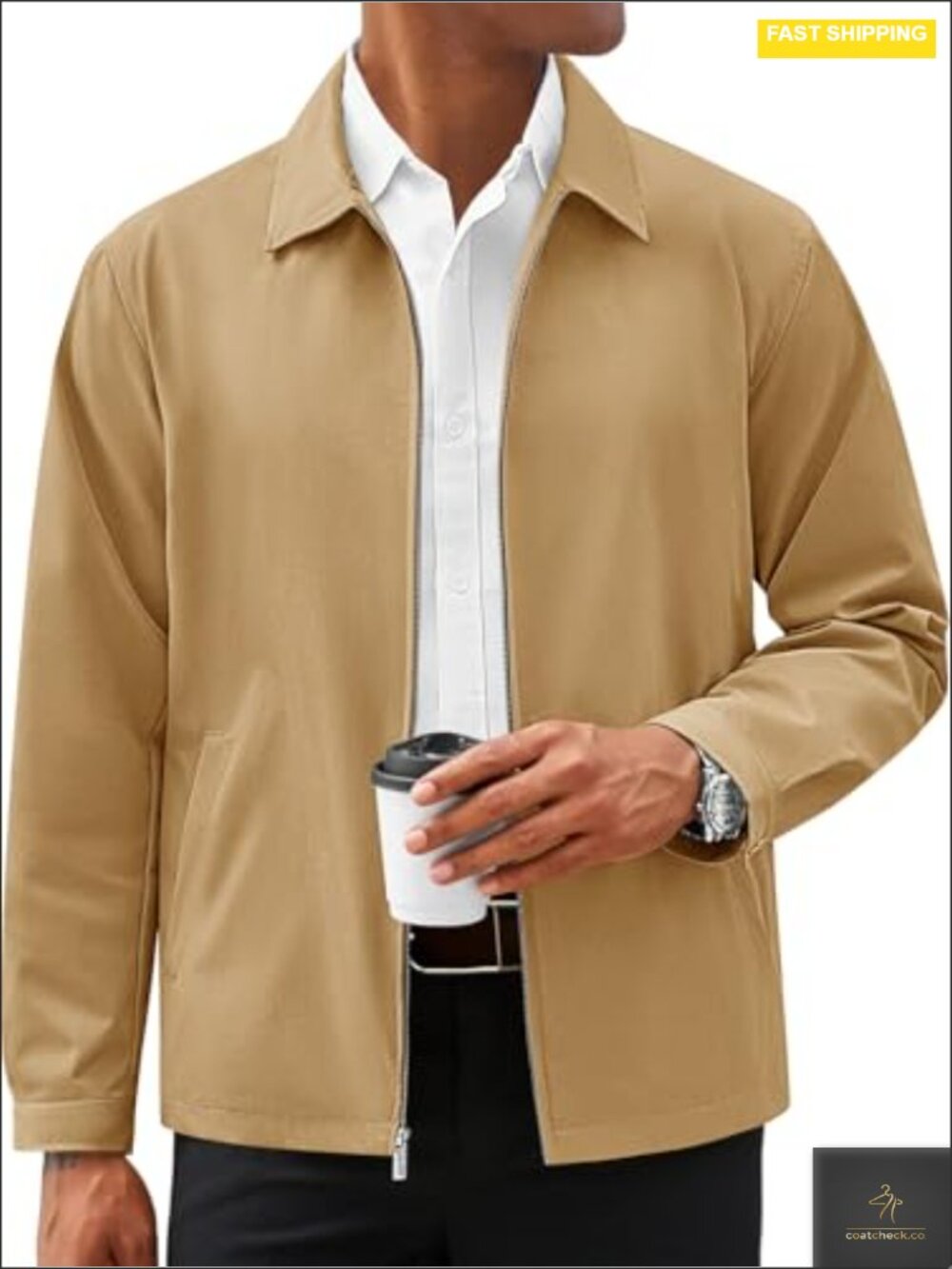 Mens Lightweight Windbreaker Cotton Jacket Full Zip Golf Bomber
